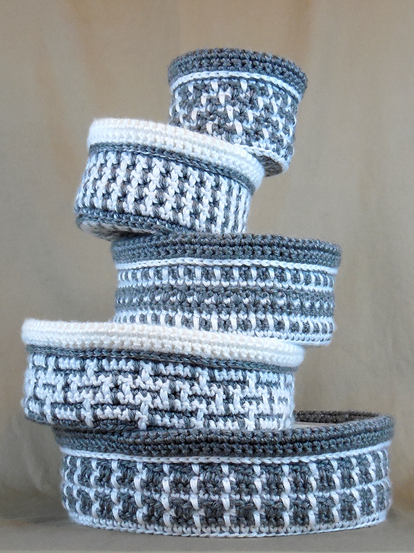 stacked crochet nesting baskets