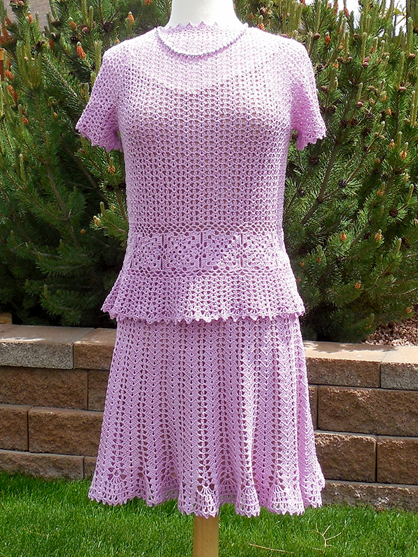 lacy thread crochet skirt set