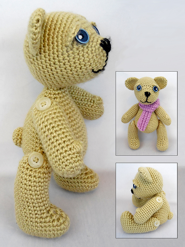 crochet amigurumi bear with poseable arms and legs