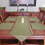 filet crochet table runner, placemats and antimacassars