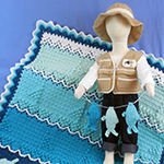 fishing-themed corner-to-corner baby afghan set