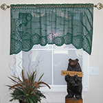 filet crochet window valance with fly fishing theme
