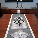 crochet table setting with diamond pattern