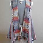 crochet vest with ribbed collar and leafy border