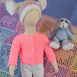 March-themed crochet baby afghan set with amigurumi bunny