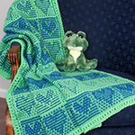 reversible crochet baby afghan with hearts