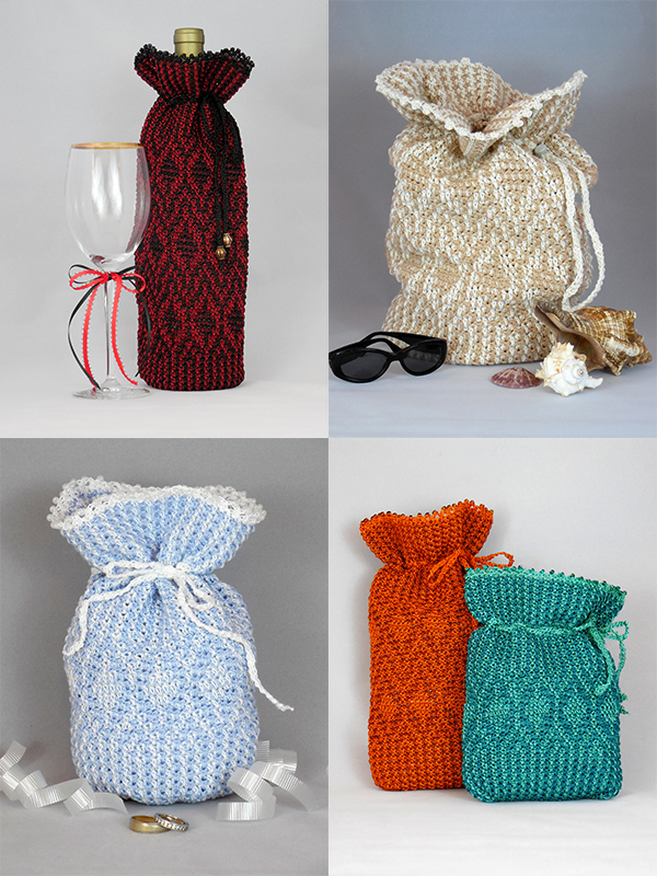 reversible crochet gift bags and totes