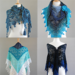 set of four crochet lace shawls