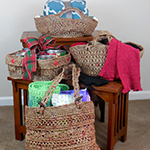 crochet plarn tote and baskets for making donations