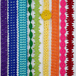 thread crochet headbands in a rainbow of colors