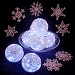 set of crochet snowflake lightballs