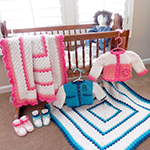 pattern crochet shell stitch baby afghan set for boy or girl