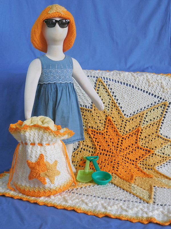 August-themed crochet baby afghan set