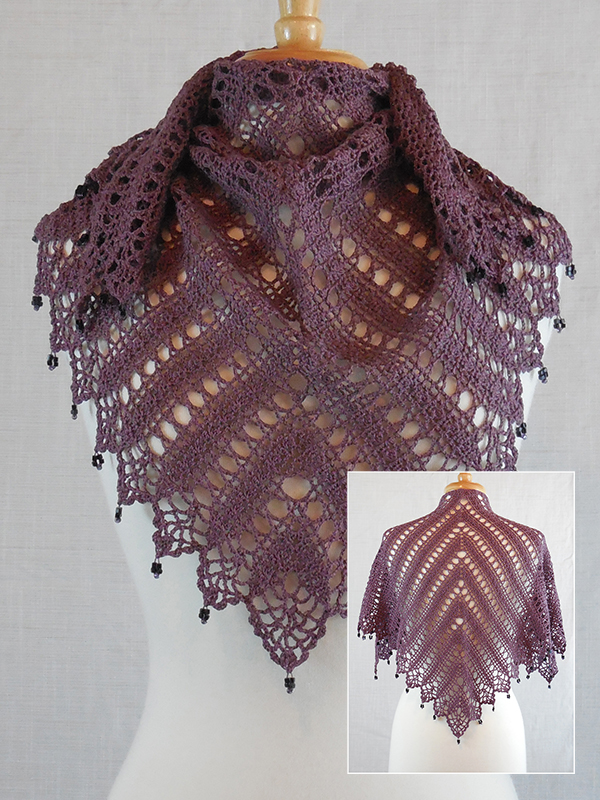 crochet triangle shawl with beads
