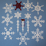 lacy crochet snowflakes and icicles
