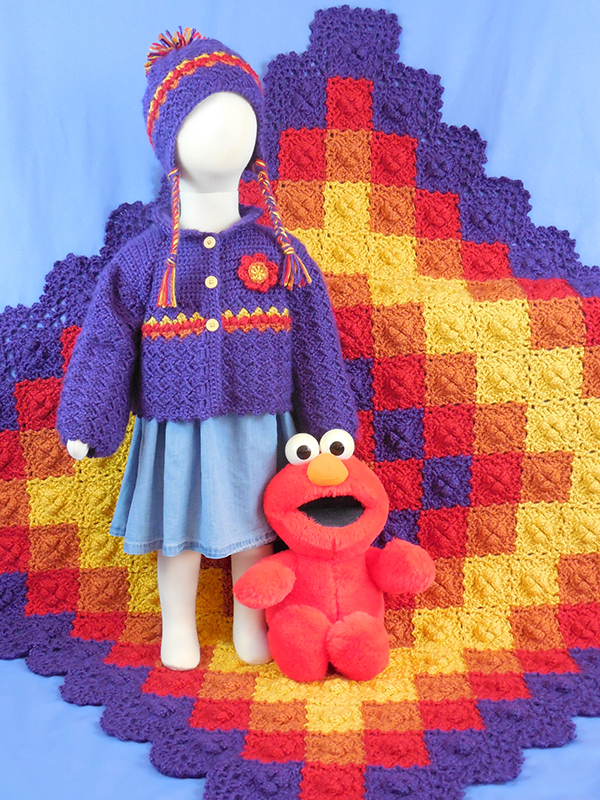 November-themed crochet baby afghan set