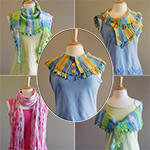 set of ribbed scarves with leaf border