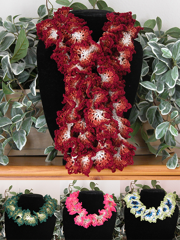 thread crochet lace ruffle scarves