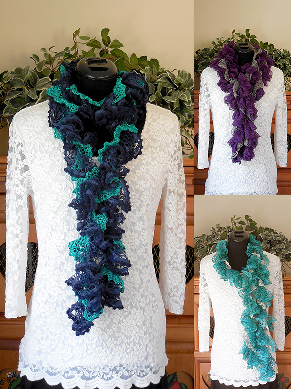 thread crochet lace ruffle scarf