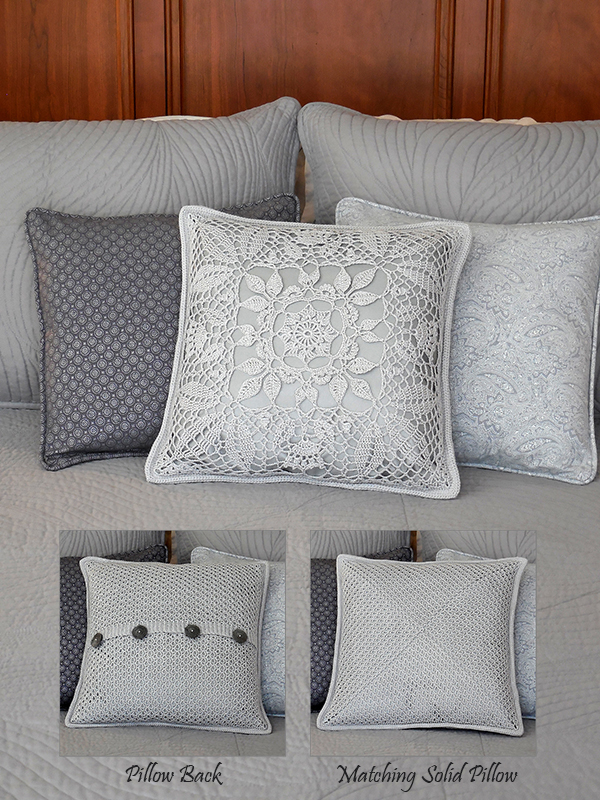 thread crochet pillow set with leaf design