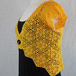 thread crochet shrug with flower motif