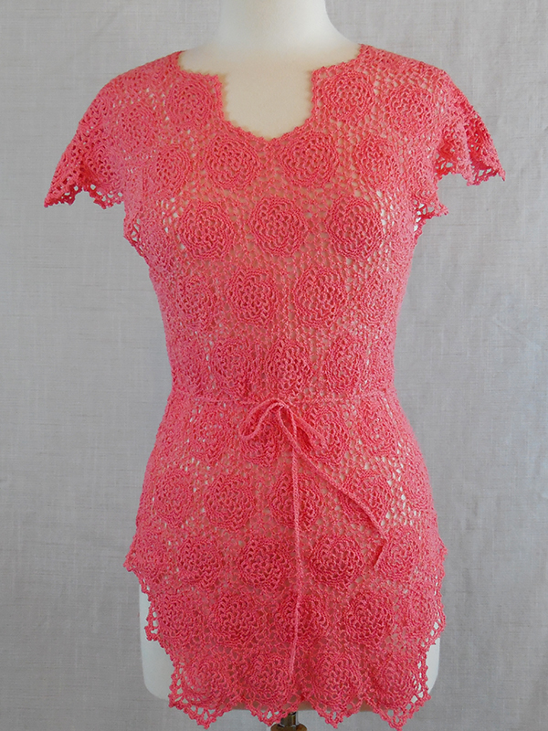 thread crochet cover-up with swirl motifs