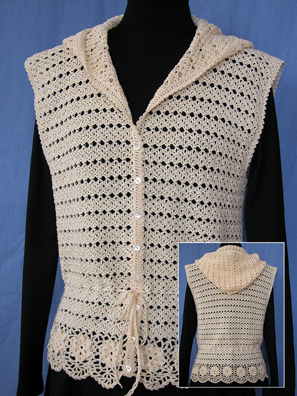 thread crochet hooded vest