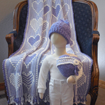 overlay mosaic crochet afghan with heart design