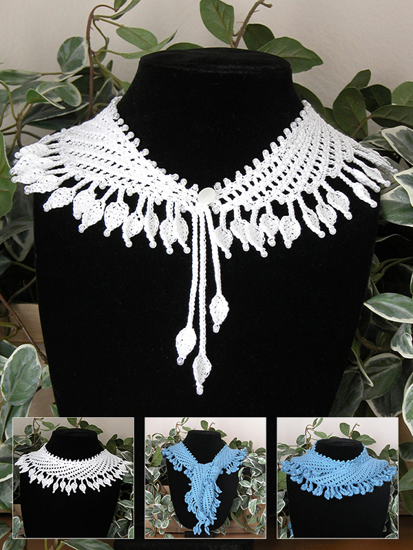 beaded choker and scarflet with leaf design