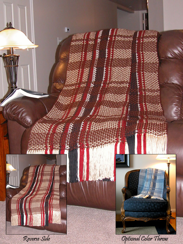 reversible afghan with plaid design