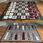 double mosaic afghan with chess, checkers and backgammon design