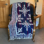 double overlay mosaic afghan with snowflake design