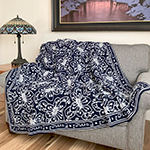 interlocking filet crochet afghan with floral design