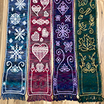 interlocking crochet pocket scarves with c2c-filet pockets