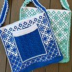 interlocking filet crochet tote bag