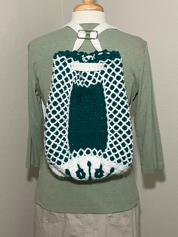 interlocking filet crochet shoulder bag