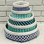 set of five interlocking crochet nesting baskets