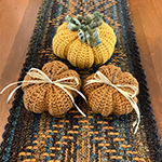 overlay mosaic crochet table runner and crocheted pumpkins