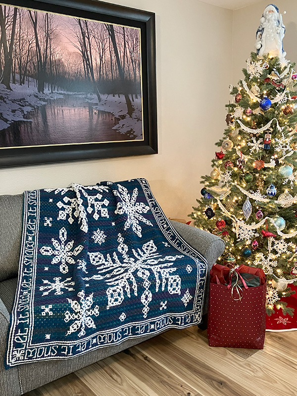 interlocking filet crochet snowflake afghan