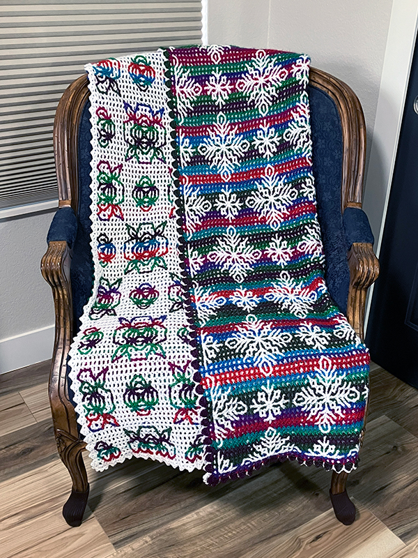 reversible interlocking filet crochet afghan