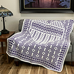 interlocking crochet blanket with filet heart design