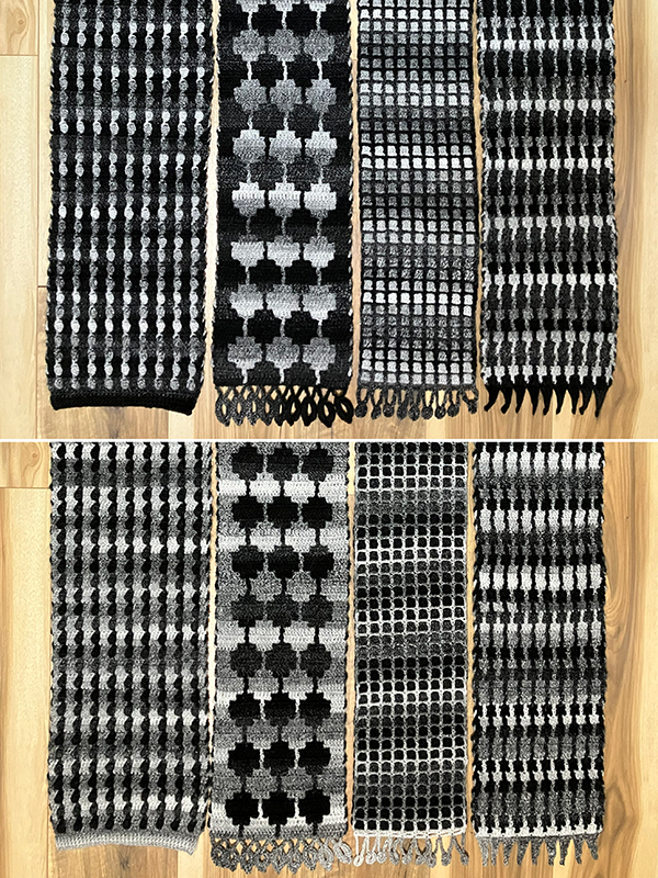 reversible interlocking crochet scarf set
